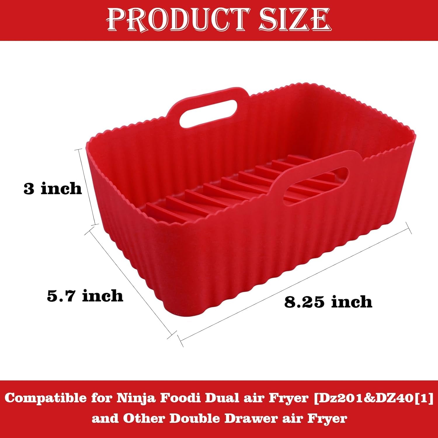 FryGuard™ Reusable Silicone Air Fryer Liners – 2-Pack Non-Stick Rectangular Basket Inserts for Easy Cleanup