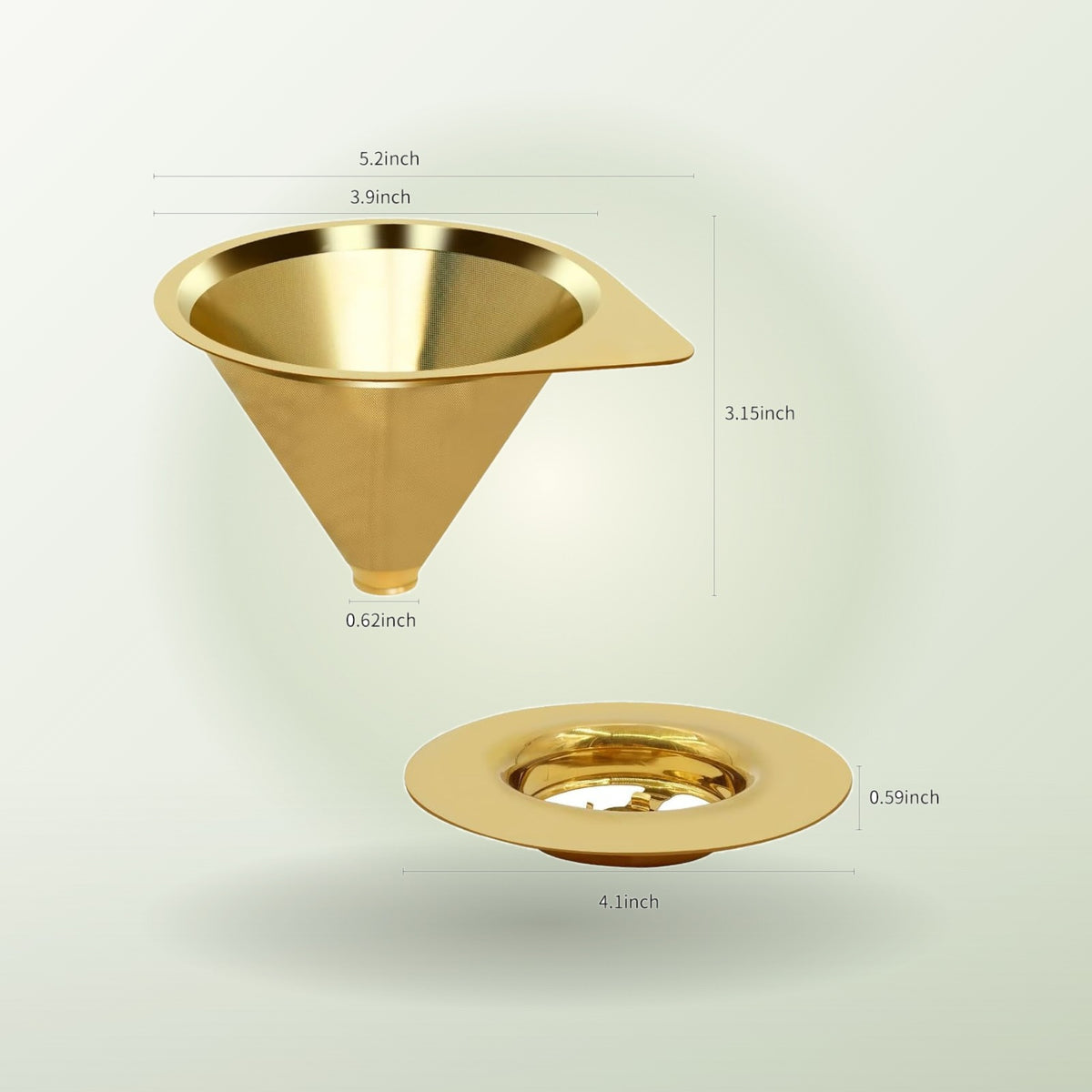 BrewForm™ Stainless Steel Pour Over Coffee Dripper – Reusable Paperless Cone Filter for 1–2 Cups, Gold Finish